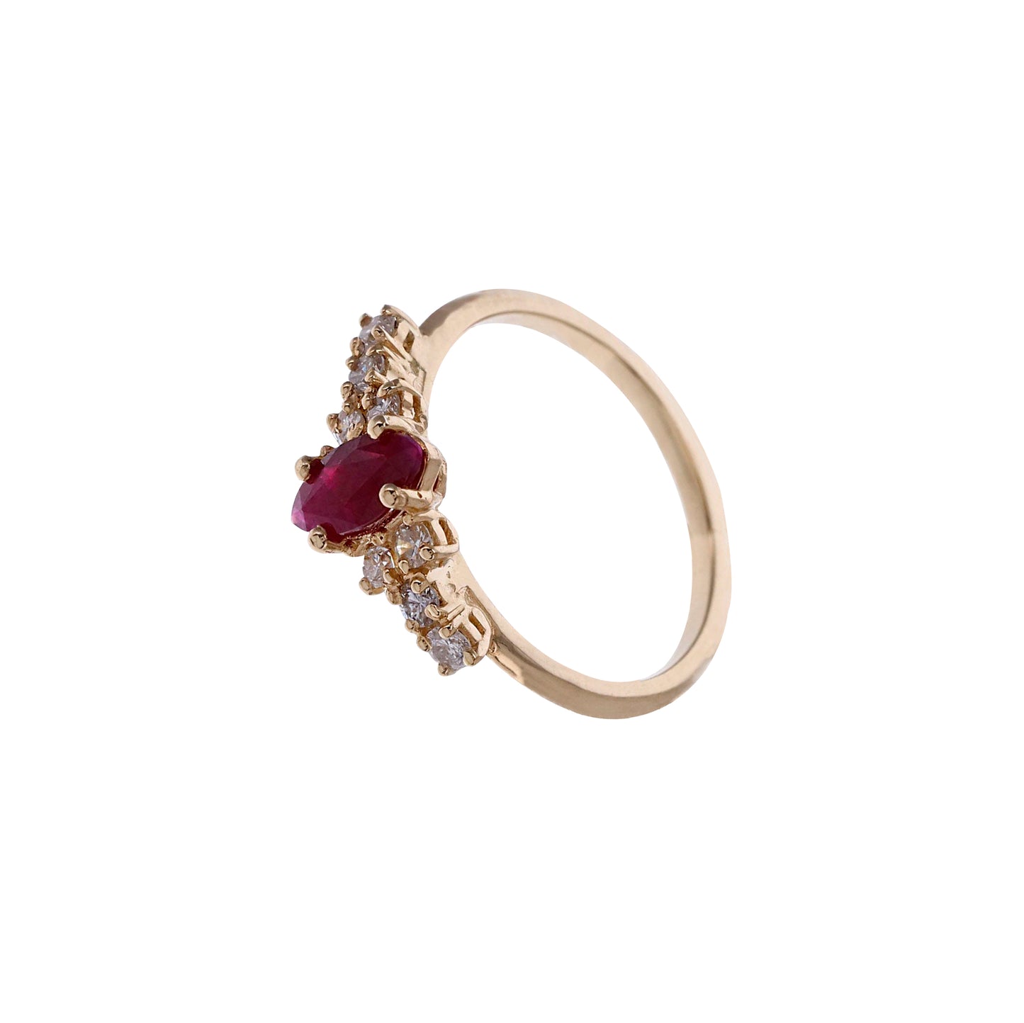 ANILLO RUBI MARQUISSE Y DIAMANTES REDONDOS