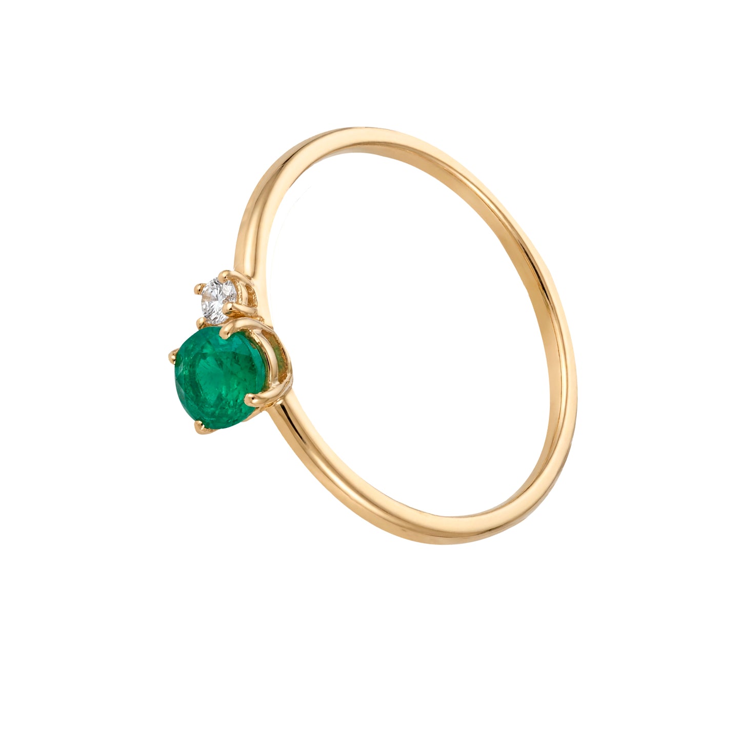 ANILLO ESMERALDA REDONDA Y DIAMANTE