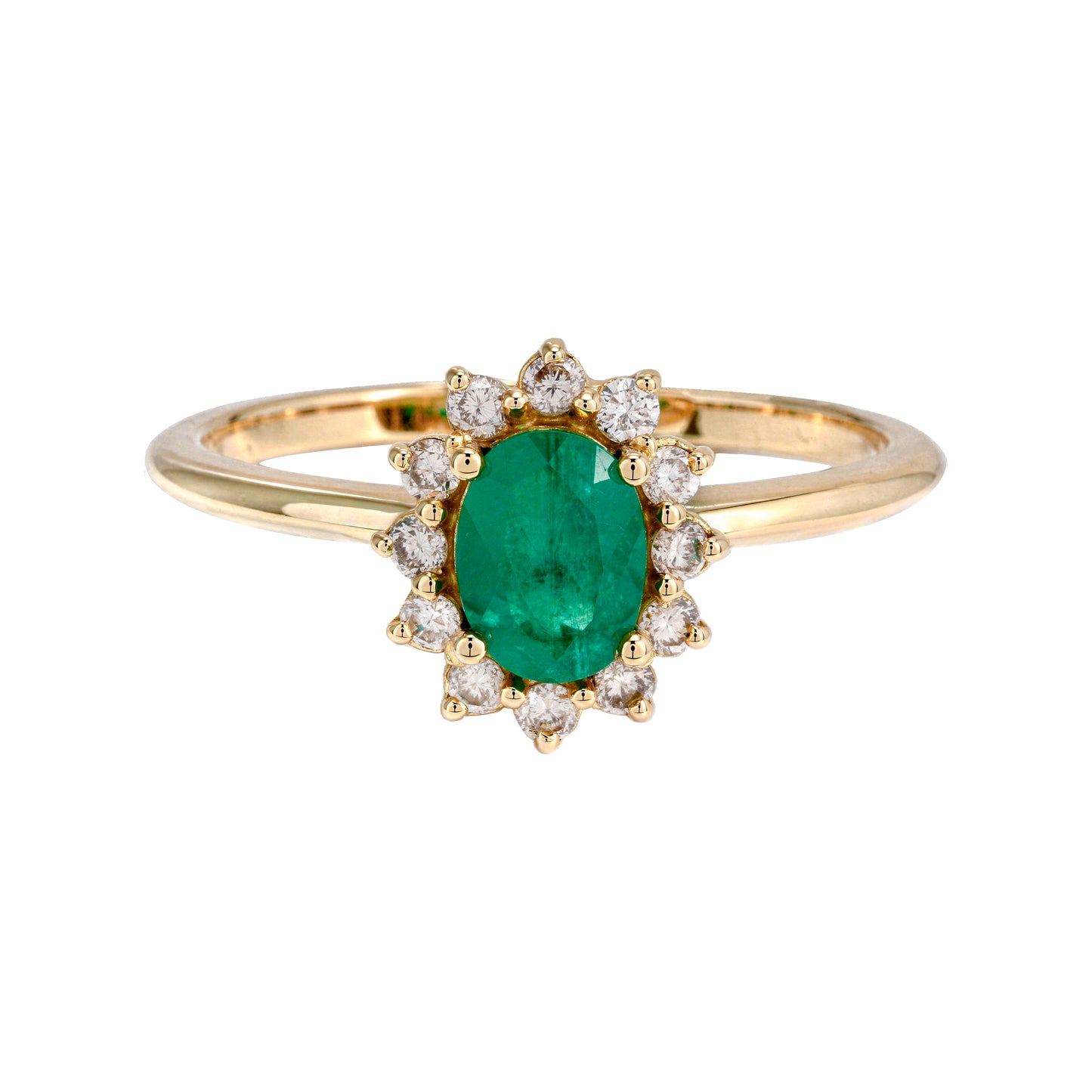 ANILLO ESMERALDA OVALADA CLUSTER DIAMANTES