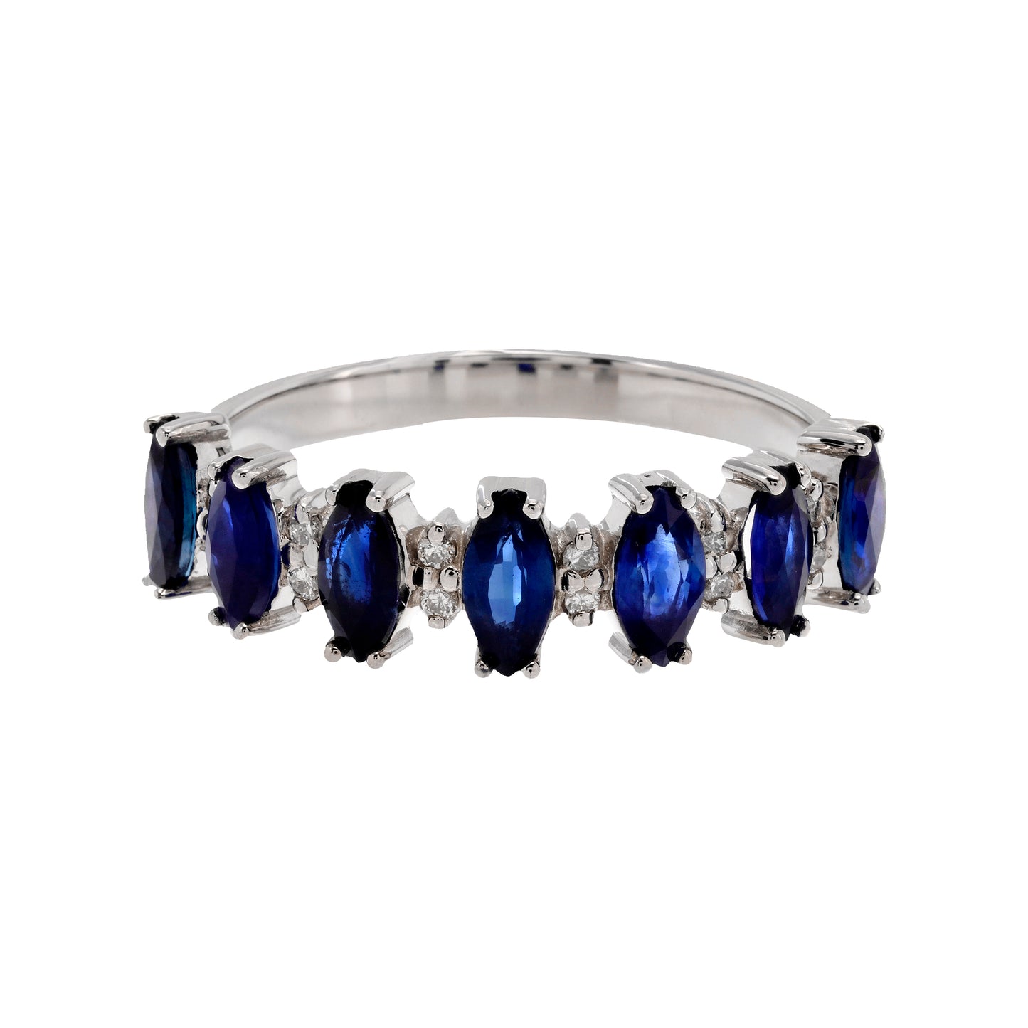 ANILLO ZAFIROS MARQUISSE Y DIAMANTES REDONDOS