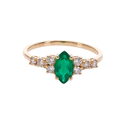 ANILLO ESMERALDA MARQUISSE DIAMANTES REDONDOS