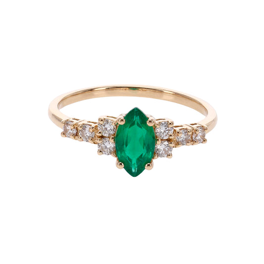 ANILLO ESMERALDA MARQUISSE DIAMANTES REDONDOS