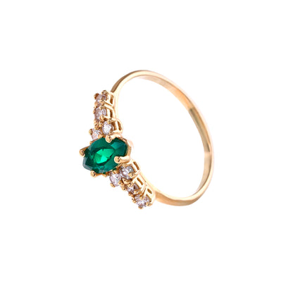 ANILLO ESMERALDA MARQUISSE DIAMANTES REDONDOS