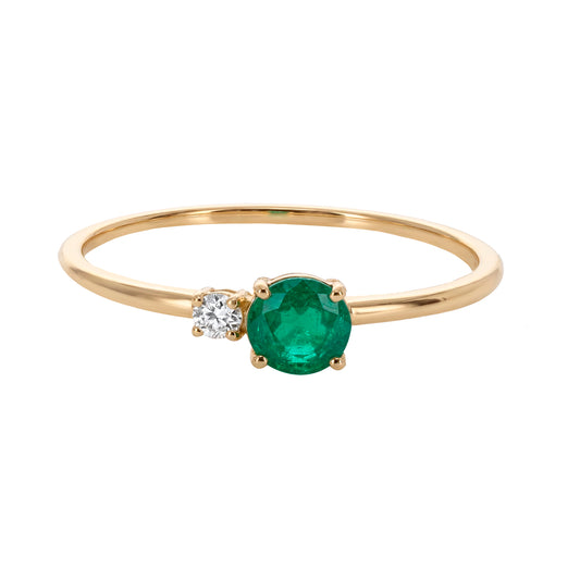 ANILLO ESMERALDA REDONDA Y DIAMANTE