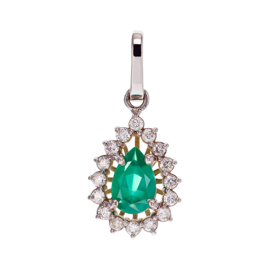 DIJE GOTA ESMERALDA CLUSTER DIAMANTES
