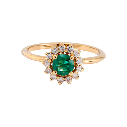 ANILLO ESMERALDA REDONDA CLUSTER DIAMANTES