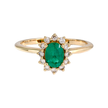 ANILLO ESMERALDA OVALADA CLUSTER DIAMANTES