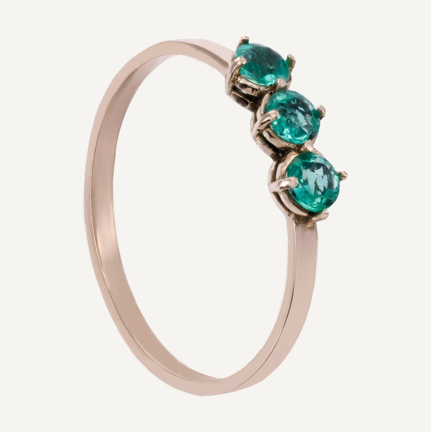 ANILLO TRÍO ESMERALDAS ORO AMARILLO 18K