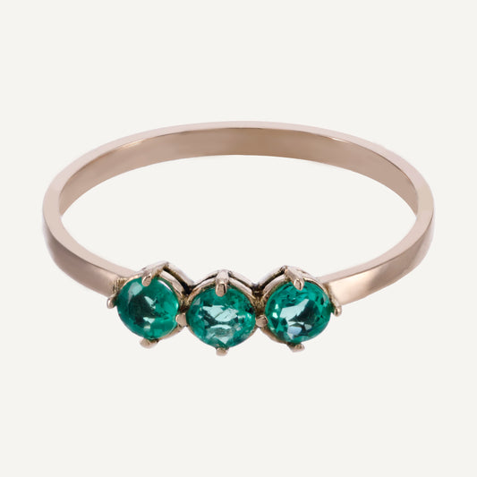 ANILLO TRÍO ESMERALDAS ORO AMARILLO 18K