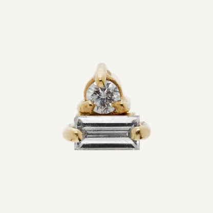 ARETE DIAMANTE BAGUETTE Y REDONDO ORO 18K