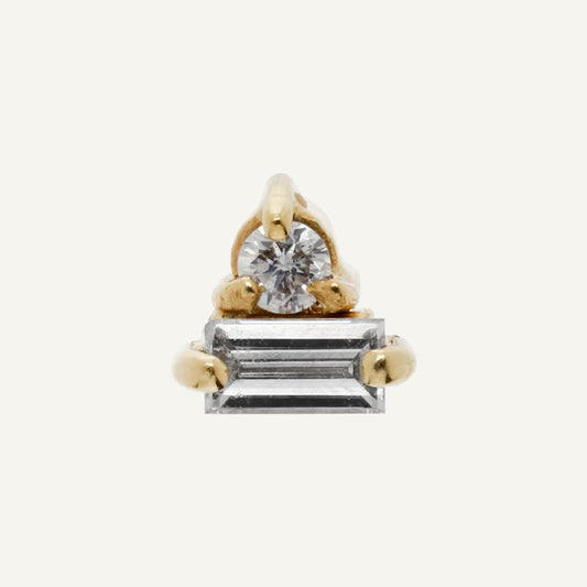 ARETE DIAMANTE BAGUETTE Y REDONDO ORO 18K