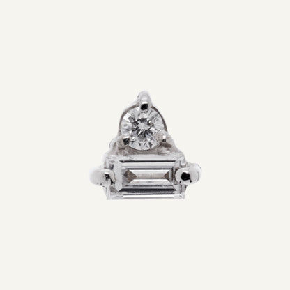 ARETE DIAMANTE BAGUETTE Y REDONDO ORO 18K