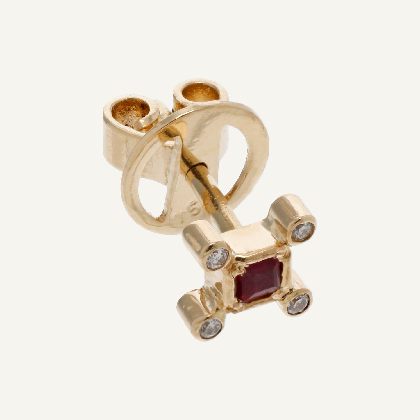 ARETE ROMBO RUBÍS Y DIAMANTE ORO 18K