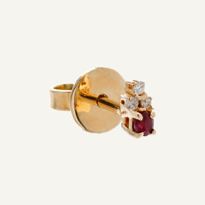 ARETE RUBÍ Y DIAMANTES ORO 18K