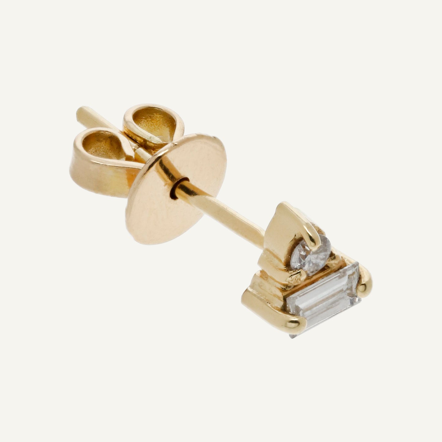 ARETE DIAMANTE BAGUETTE Y REDONDO ORO 18K