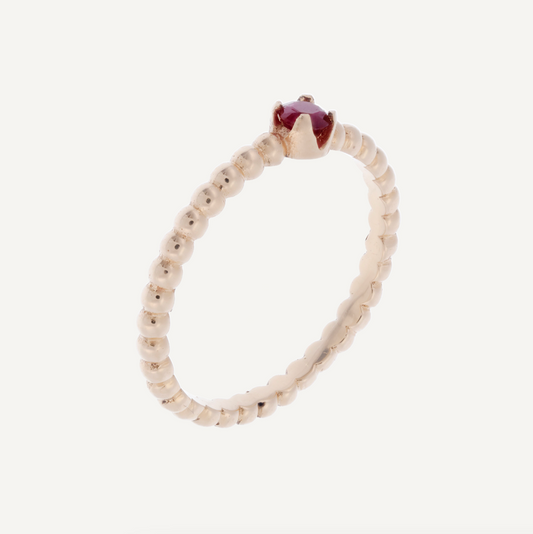 BOLITAS Y PIEDRA RUBI ORO 18K