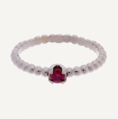 BOLITAS Y PIEDRA RUBI ORO 18K
